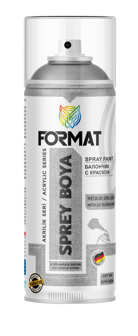 FORMAT METALIK SIMLI GRI 357 AKRILIK SPREY BOYA 400 ML
